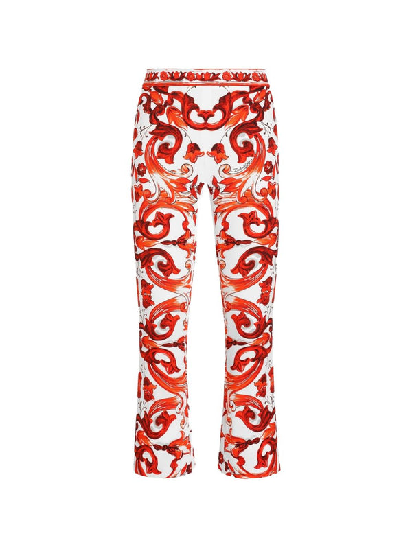 Maiolica Print Silk Trousers