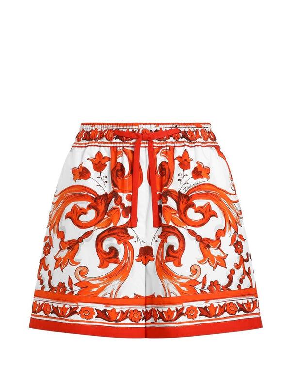 Maiolica Print Cotton Shorts
