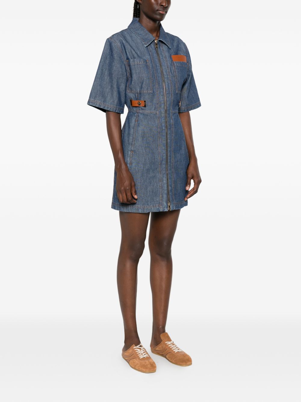 fendi dress short Fendi Short Sleeves Mini Dress - Grey