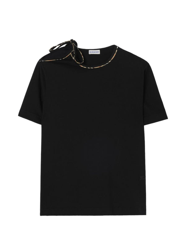 Check Bow Cotton T-Shirt