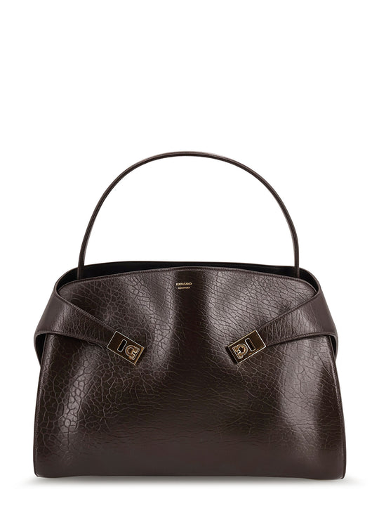Hug Leather Shoulder Bag With Logo On The Front