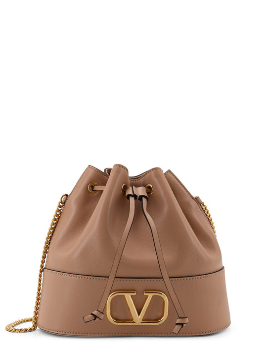 Leather Bucket Bag With Vlogo Signature