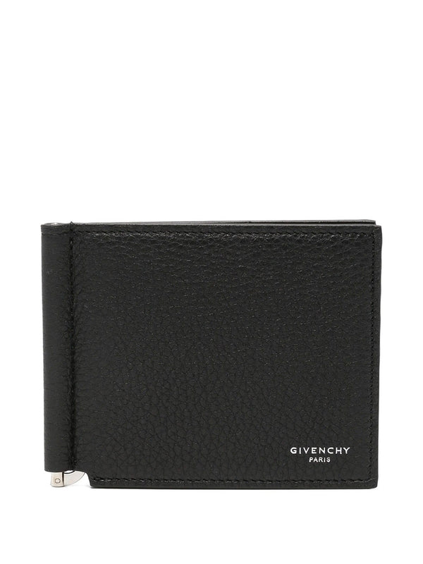 Leather Bi-Fold Card Case With Bill Clip
