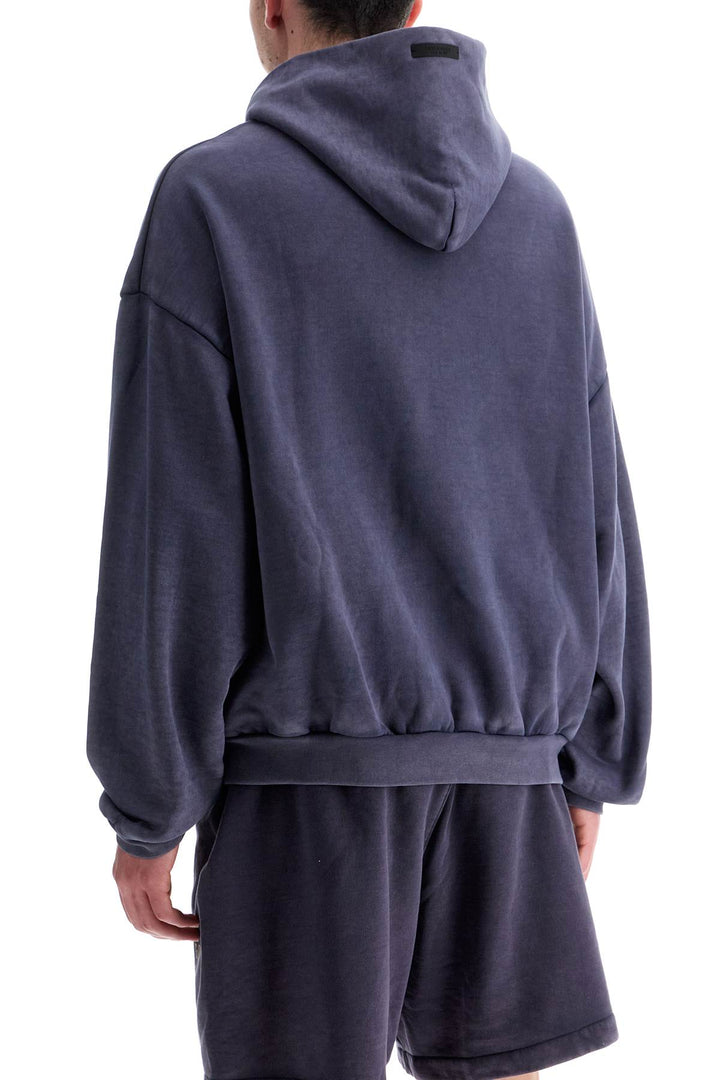 Navy Blue Cotton Hoodie With Minimalist Design