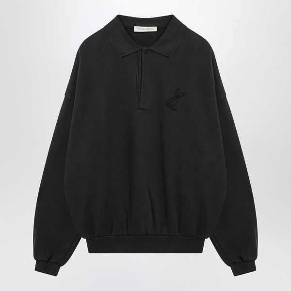 Black Washed Polo Sweatshirt