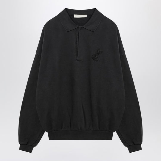 Black Washed Polo Sweatshirt
