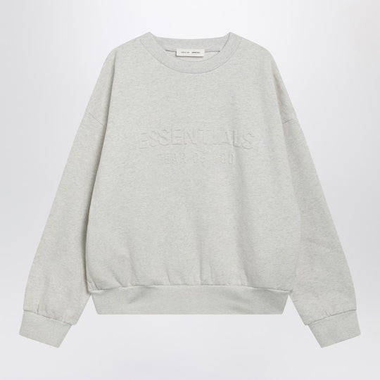 Light Grey Mélange Crewneck Sweatshirt With Logo