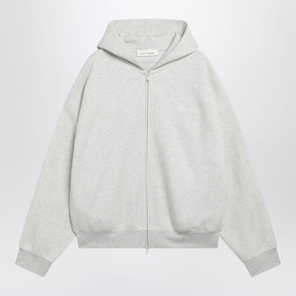 Light Grey Mélange Cotton Fleece Zip-Up Sweatshirt