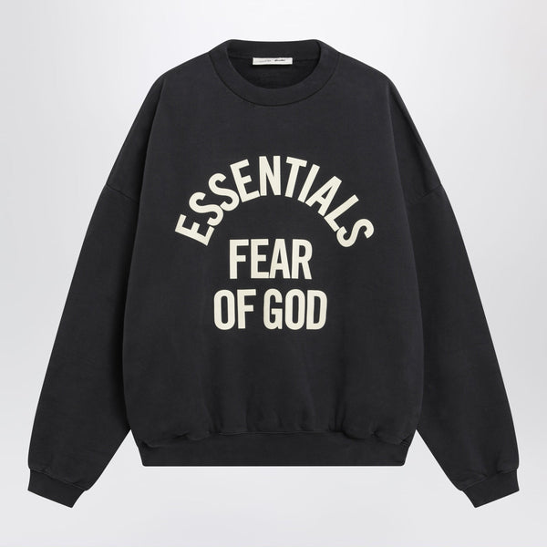 Black Cotton Crewneck Sweatshirt