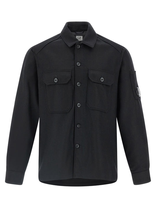 Wool Overshirt Shirt And Blouse Black