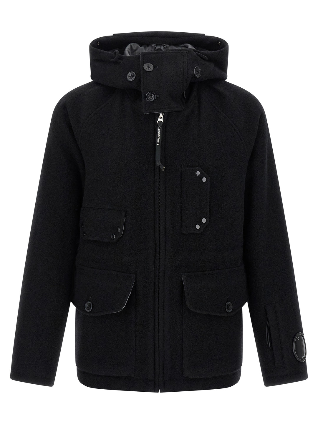 C.P. Company Wool Jacket Puffer Jackets - Black | 158e3cfe2c834cd4363cabc2b9bf1cd87b495b48