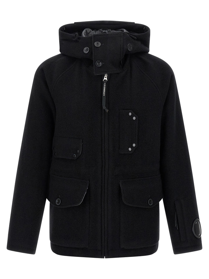 C.P. Company Wool Jacket Puffer Jackets - Black | 158e3cfe2c834cd4363cabc2b9bf1cd87b495b48