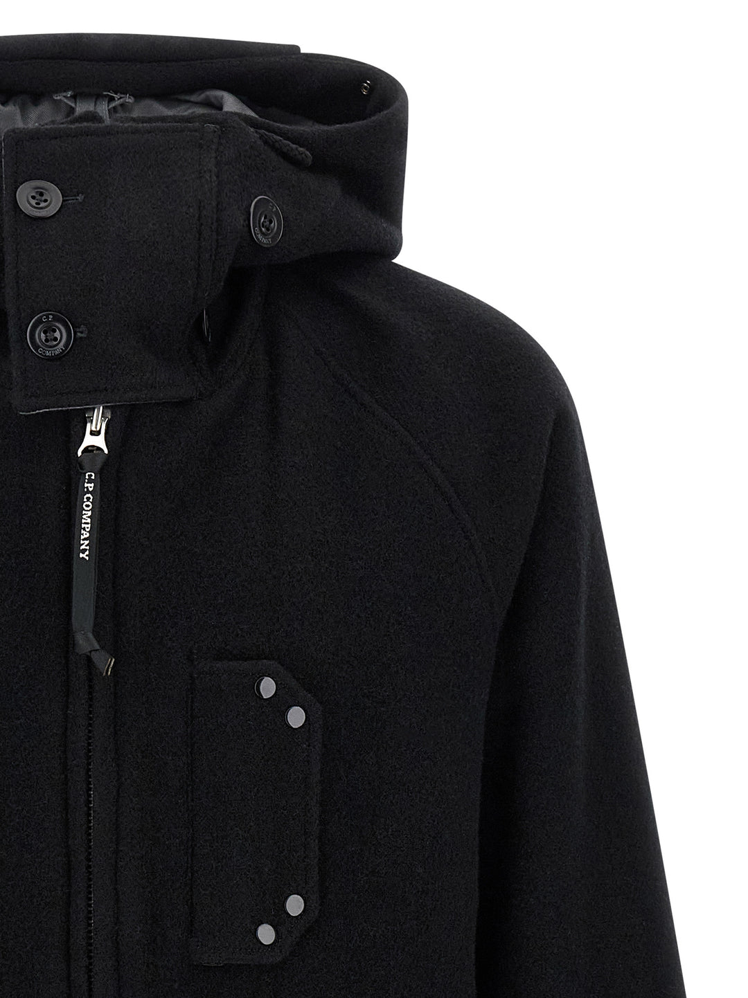 C.P. Company Wool Jacket Puffer Jackets - Black | 967cae908bed4b9fb4c8e4600e9435719fc6dcbf