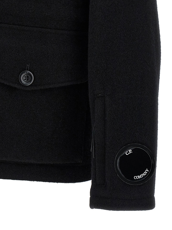 C.P. Company Wool Jacket Puffer Jackets - Black | f80d3a2e6562c04bf178896cf42ac71fd868655a