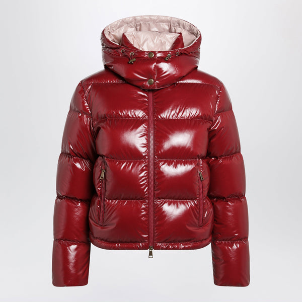 Niveole Cropped Down Jacket In Glossy Nylon Red
