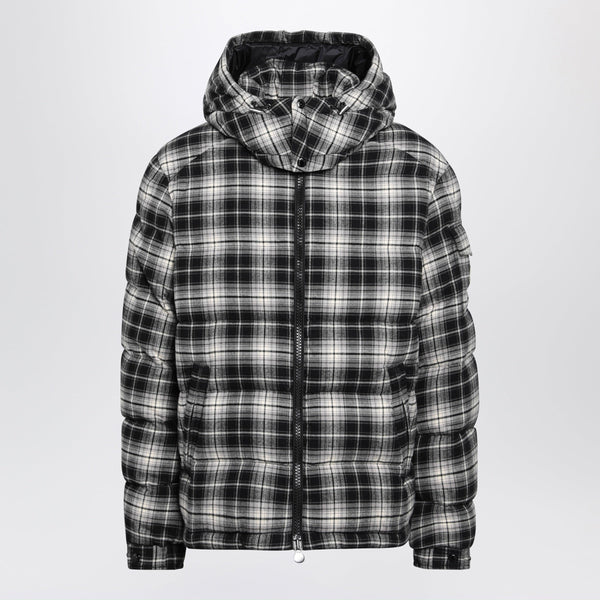 Black/Ivory Check-Pattern Down Jacket