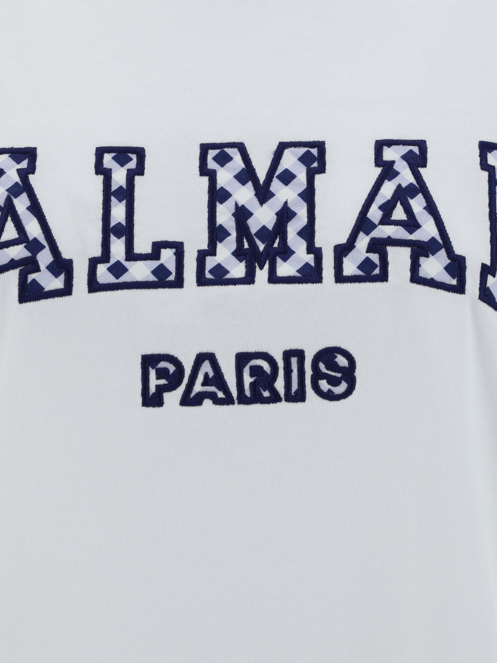 BALMAIN VICHY DETAIL T-SHIRT