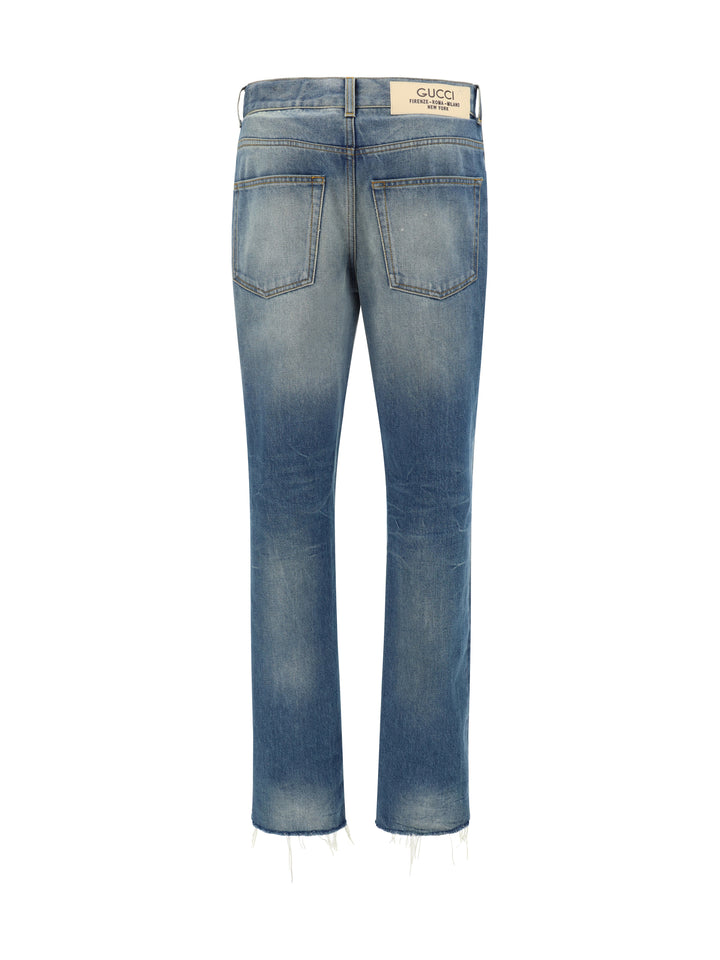 Cotton jeans with logoed label