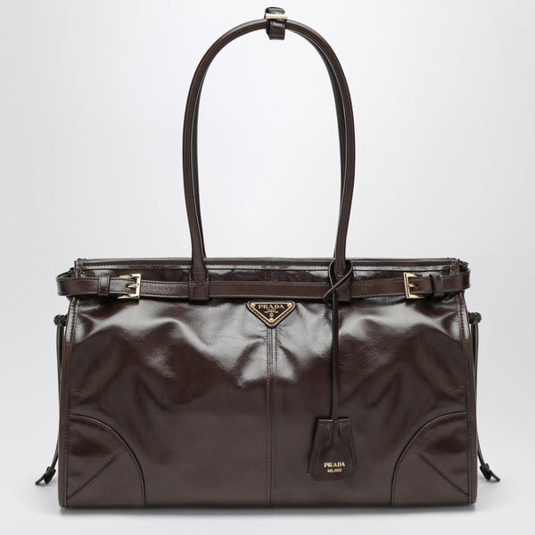 Bonnie Large Leather Handbag In Dark Brown