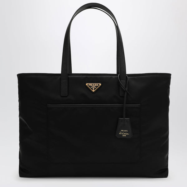 Re-Edition 1978 Large Black Re-Nylon And Saffiano Shopping Bag