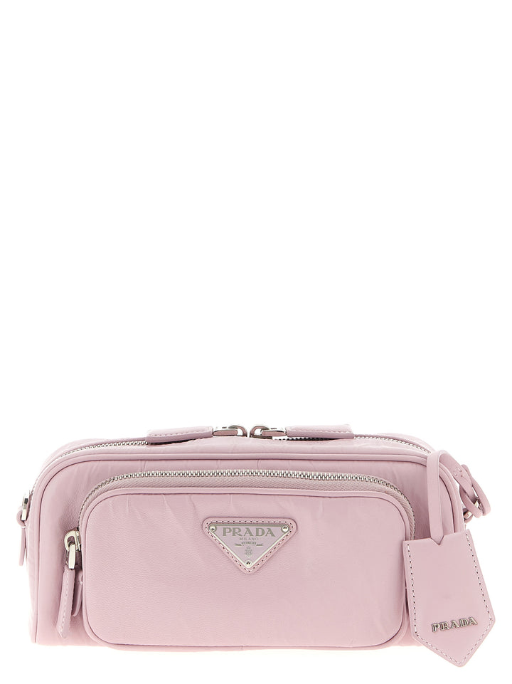 Prada Logo Antique Nappa Crossbody Bag Crossbody Bags - Pink | 77728c1e20e4b6fa240d79bff3c08ee598909873