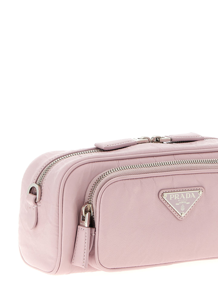 Prada Logo Antique Nappa Crossbody Bag Crossbody Bags - Pink | ce08538d900053f8e870cac97850e9905b771aa7