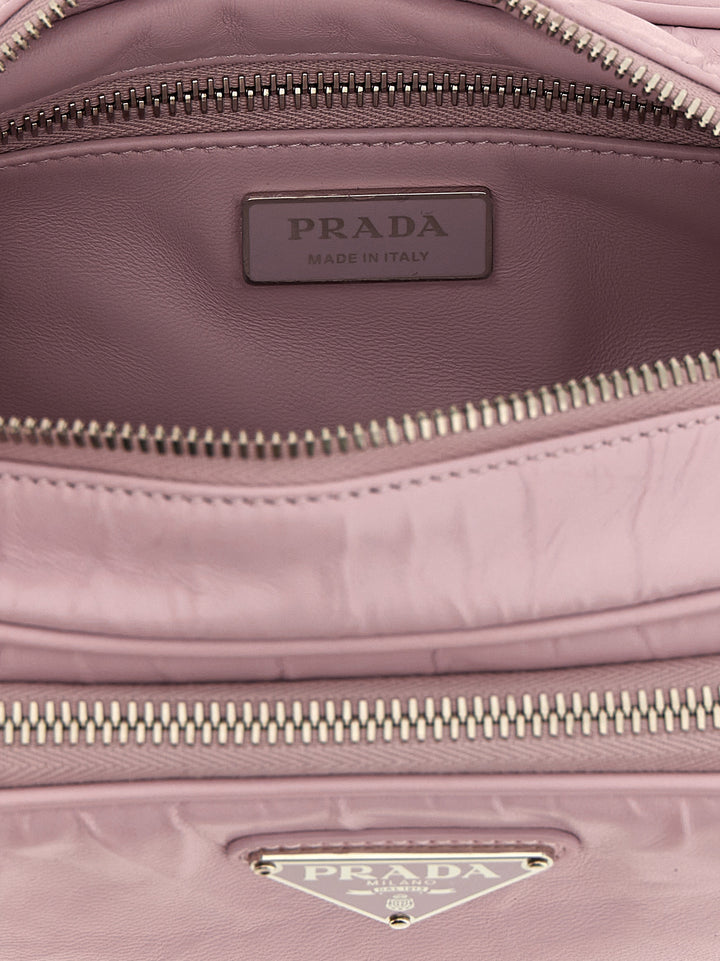 Prada Logo Antique Nappa Crossbody Bag Crossbody Bags - Pink | 550bce17d4ba132cb1f013de52b8fb9d47b5b4ea