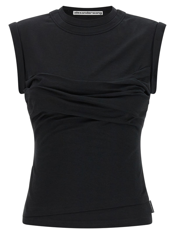 Twisted Bust Layered Tank Tops Black