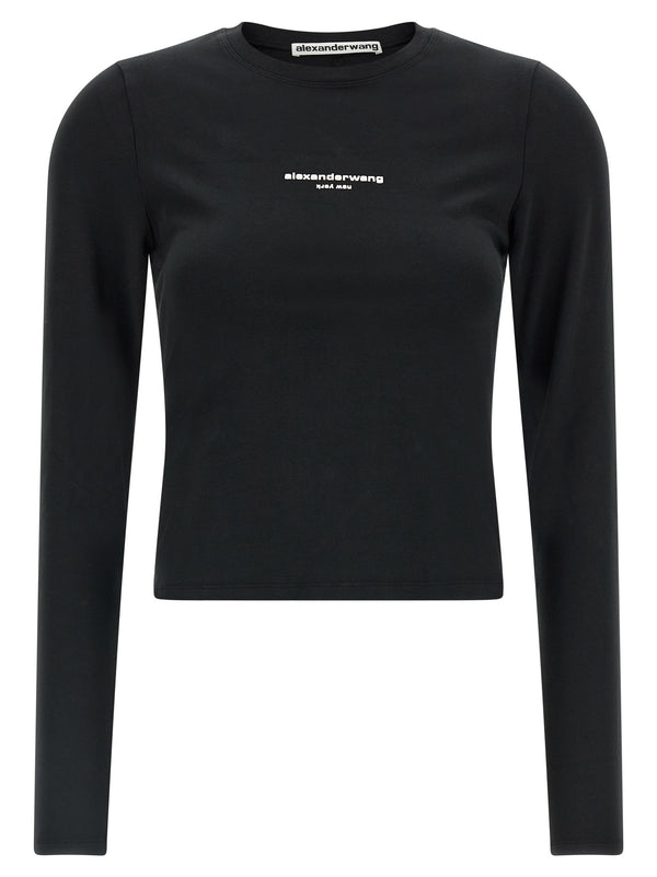 Ls Tee W/Logo Print T-Shirt Black