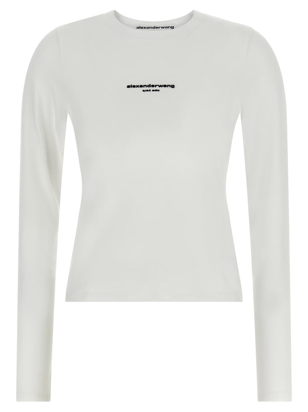 Ls Tee W/Logo Print Sweaters And Cardigans White