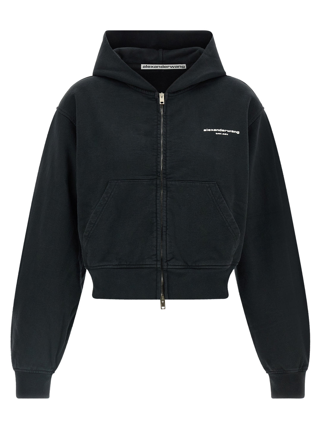Alexander Wang Zip-Up Hoodie Sweatshirt - Black | f23a72fe8b503c346d905aa9be92c58e37f0498d
