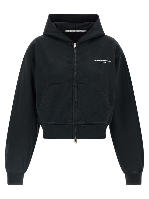 Zip-Up Hoodie Sweatshirt Black