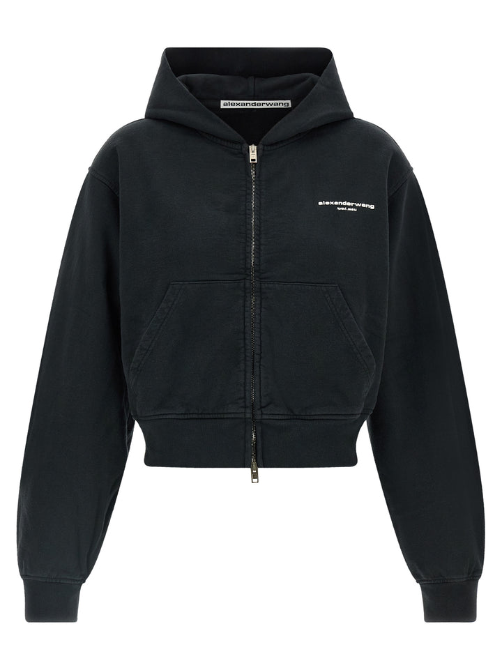 Alexander Wang Zip-Up Hoodie Sweatshirt - Black | f23a72fe8b503c346d905aa9be92c58e37f0498d