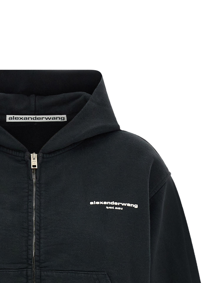 Alexander Wang Zip-Up Hoodie Sweatshirt - Black | c7dd21b9079e61acd25db8a1d19b30e1e48a8b8c