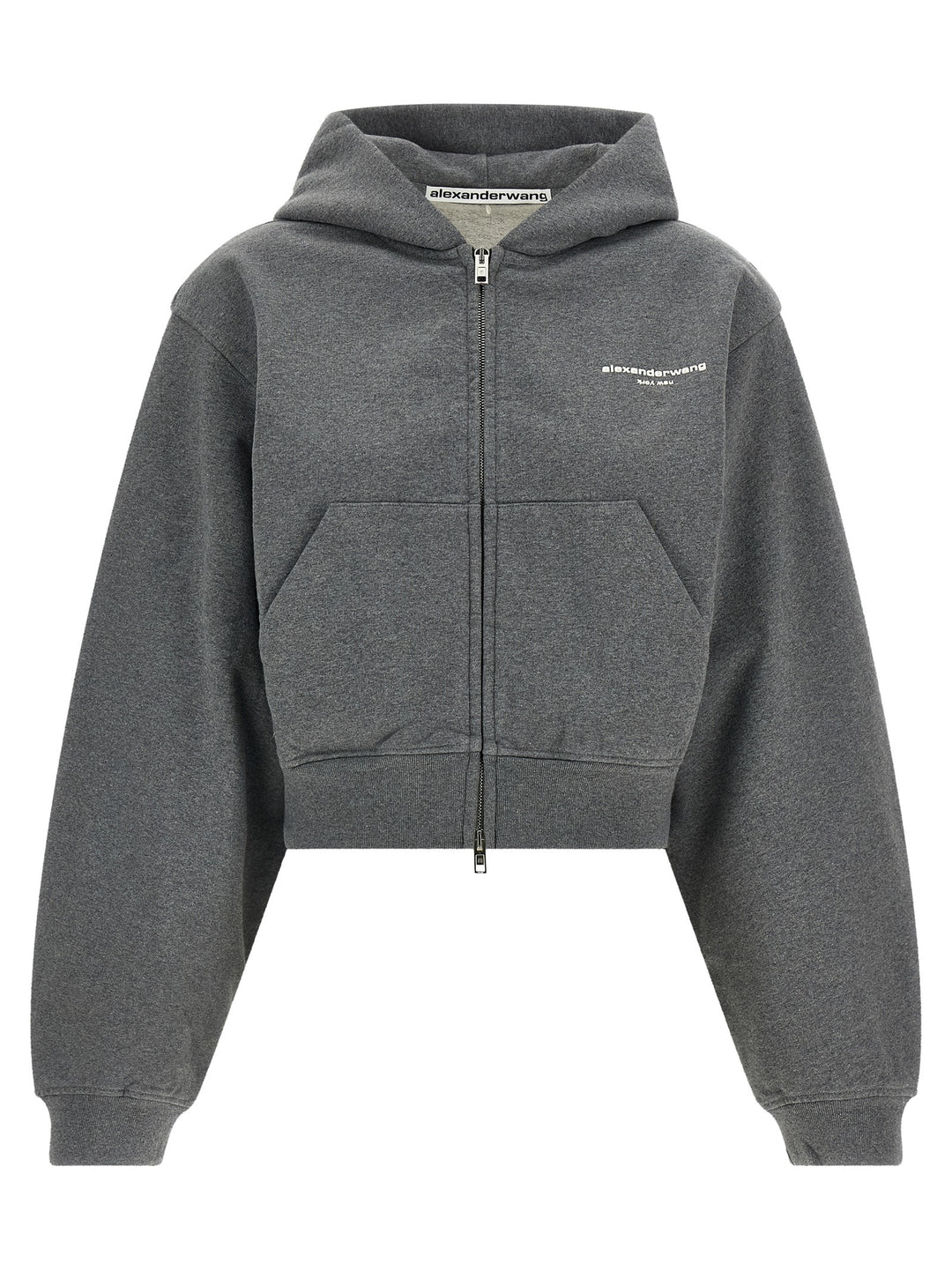 Alexander Wang Zip-Up Hoodie Sweatshirt - Gray | f8cb5cd038e61051ba8c25f22584ab317cce09ff