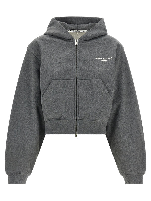 Zip-Up Hoodie Sweatshirt Gray