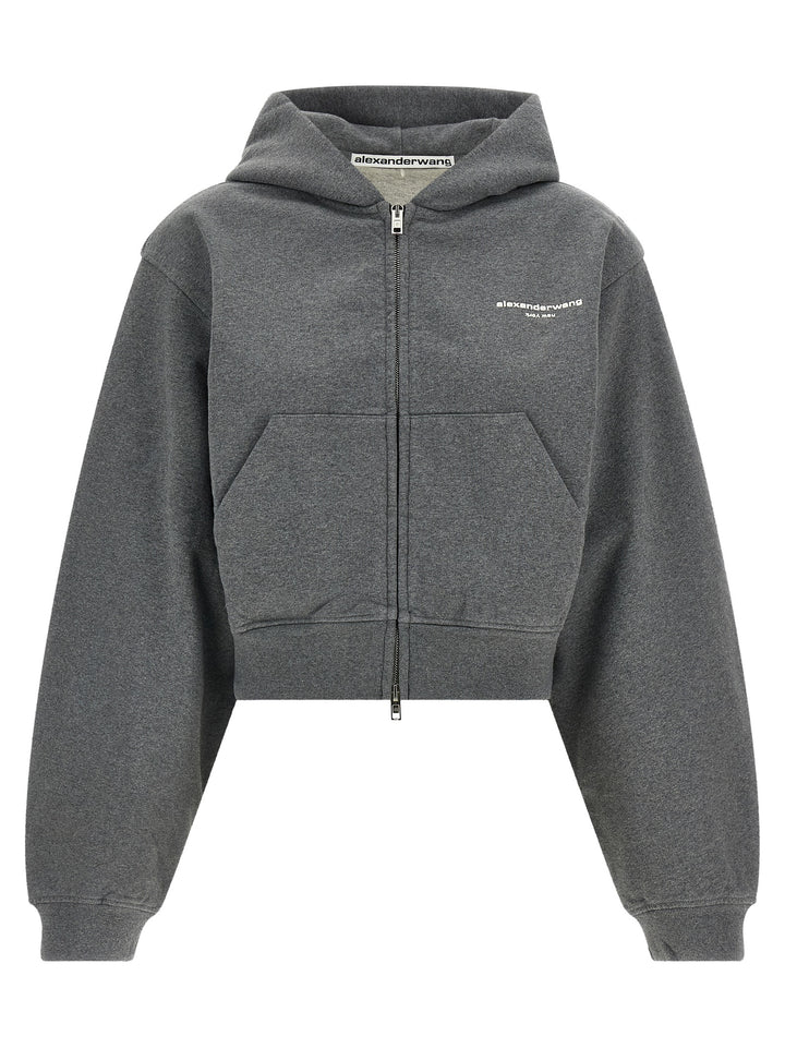 Alexander Wang Zip-Up Hoodie Sweatshirt - Gray | f8cb5cd038e61051ba8c25f22584ab317cce09ff