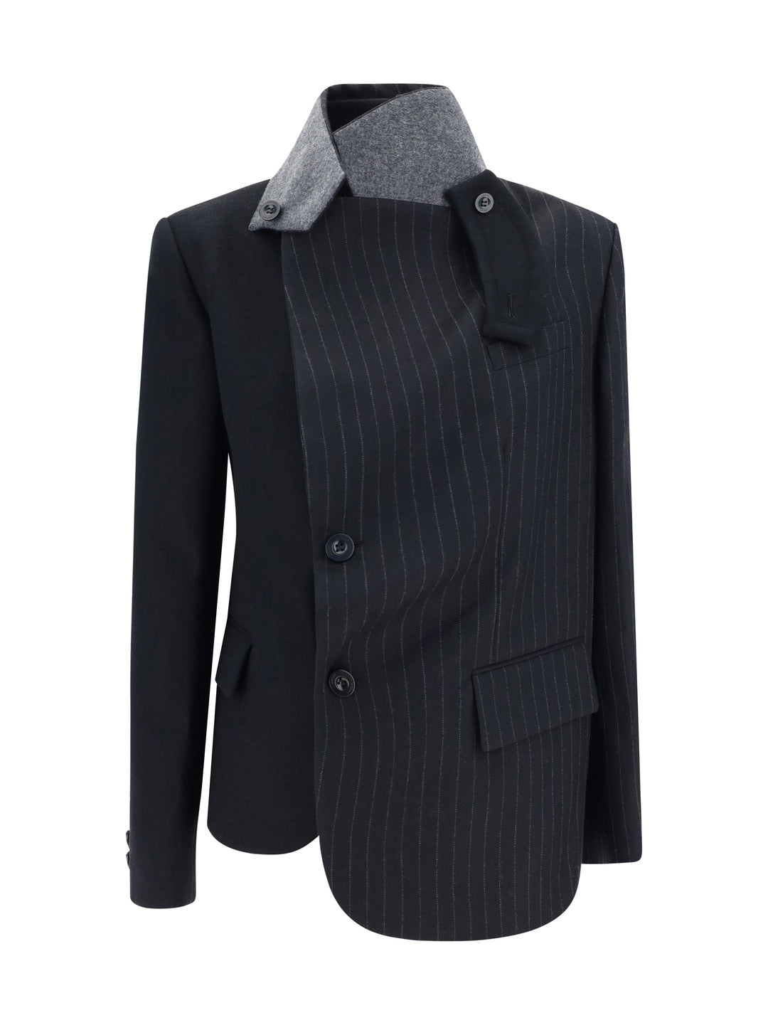 CHALK STRIPE X WOOL MELTON JACKET