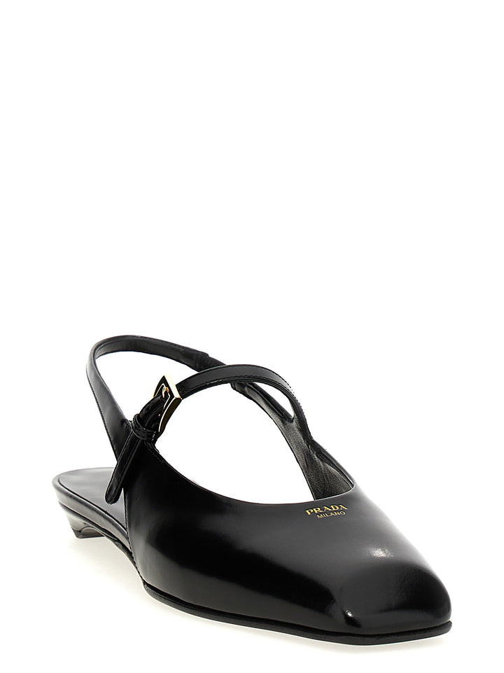 Prada Logo Slingback Flat shoes - Black | d59b5c7cfc0d48017553a03f8aeaa4a4ab059701