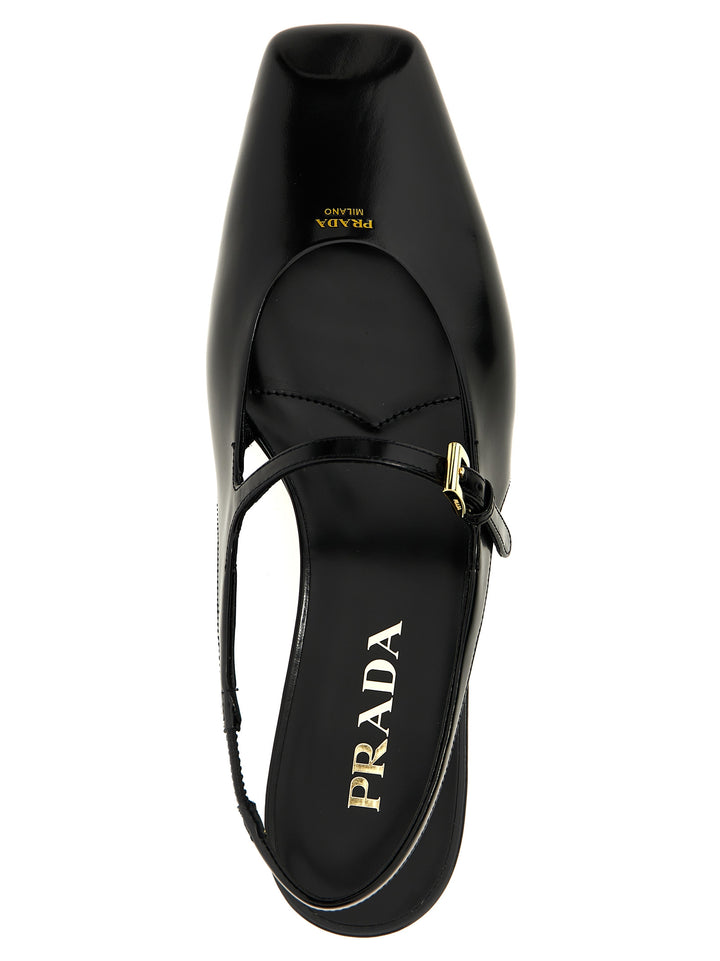 Prada Logo Slingback Flat shoes - Black | 9e378ff9961d794ee5dcef14b068cc095bf313cf