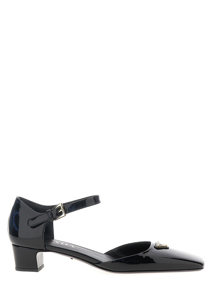 Prada Logo Patent Pumps - Black | 9ea5a4e3c38c698900ea5c15c5c650b1362e5e8e