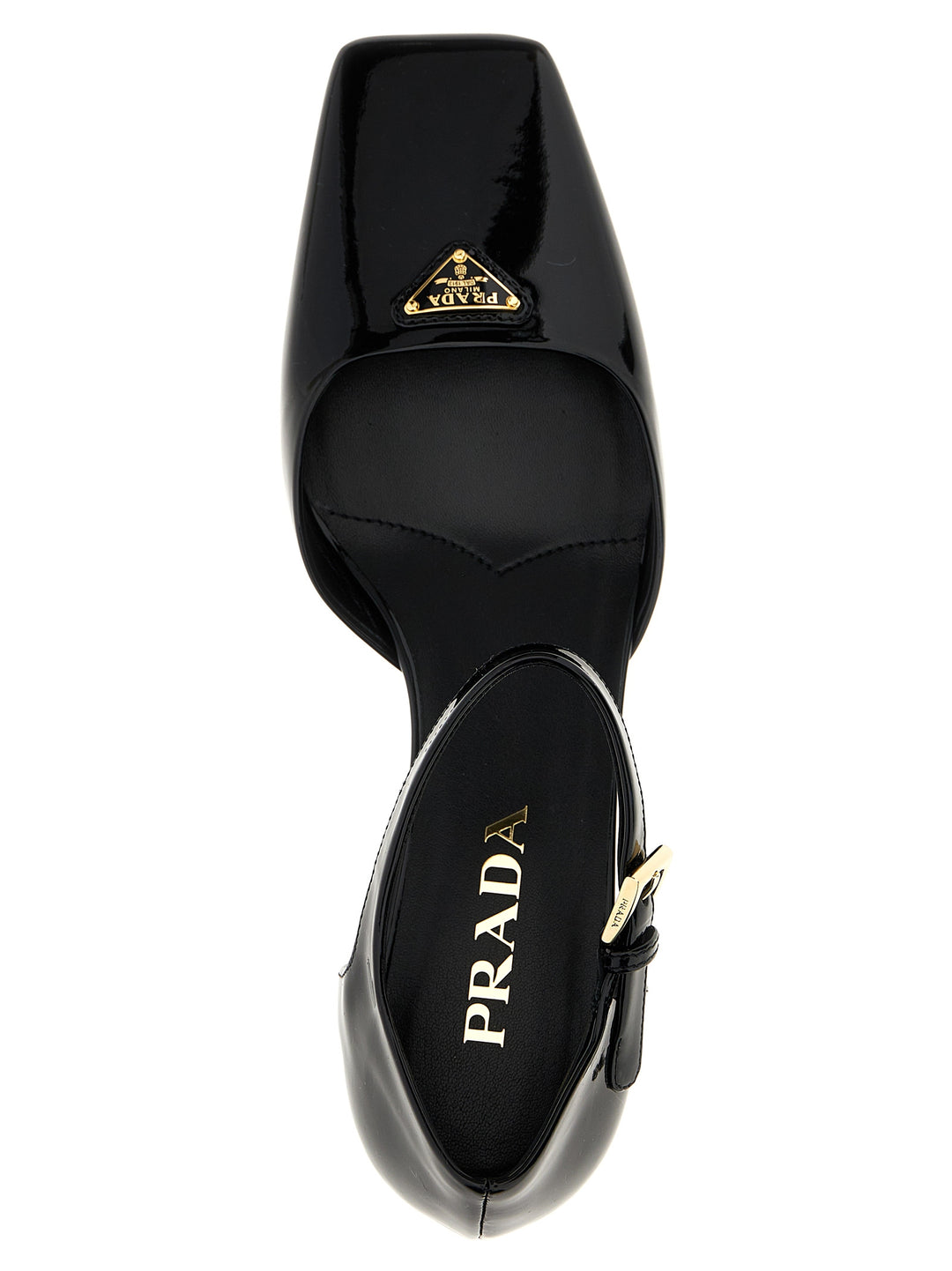 Prada Logo Patent Pumps - Black | a6efcfc661adec81e4692cfc0e43c96f5775f4a4