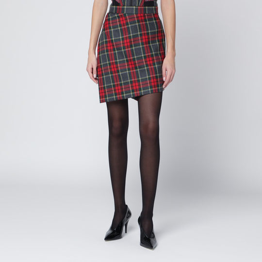 Wool Mini Skirt With Tartan Pattern