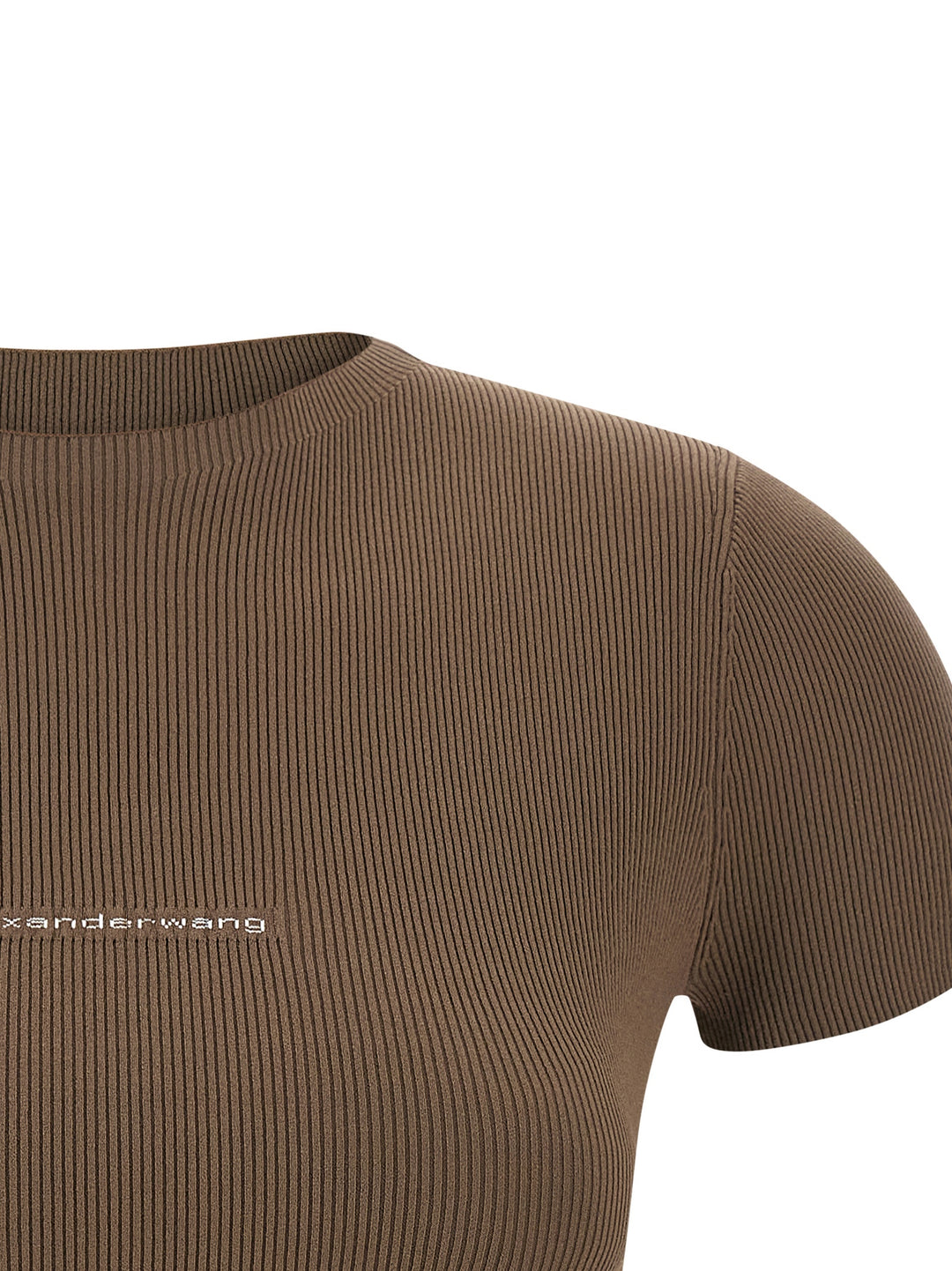 Alexander Wang Ribbed  With Logo T-shirt - Brown | e1b1fb2d7ddf75c2039e5e2c899ecb722a9dea6c