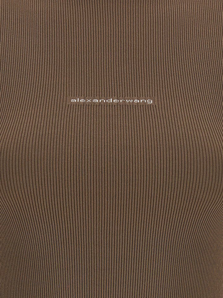 Alexander Wang Ribbed  With Logo T-shirt - Brown | c8bdbff63a3aca38fc31a0d6564d36bff1e29d3e