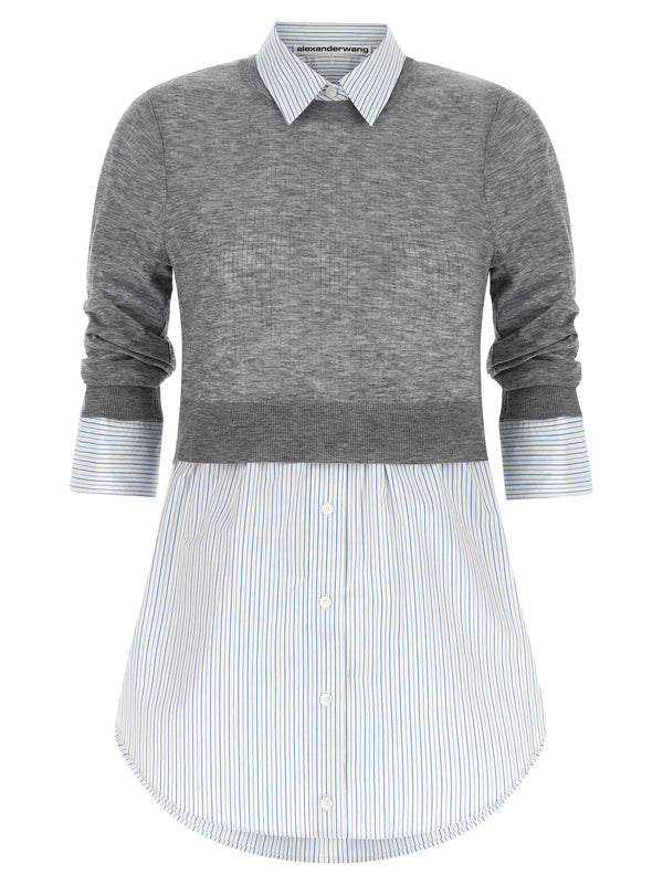 Knitted Shirt Shirt And Blouse Gray