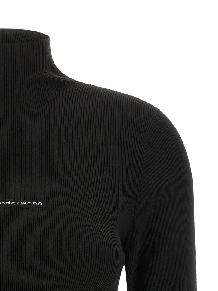 Alexander Wang Ribbed Sweater With Logo Sweaters and Cardigans - Black | b4365bc439f53a462b6c17740d94bb6d762dd23f