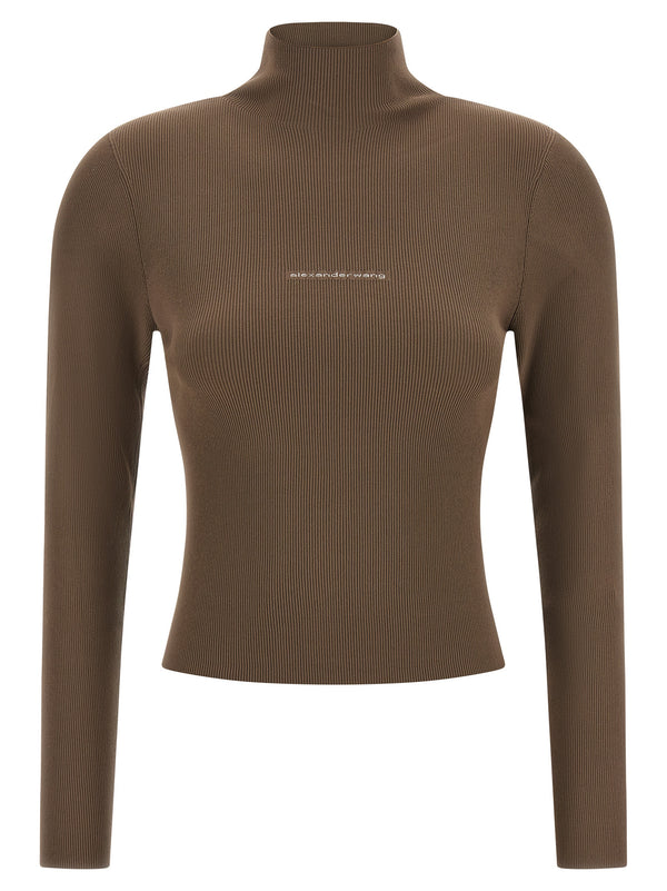 Logo Ribbed Sweater Sweaters And Cardigans Beige