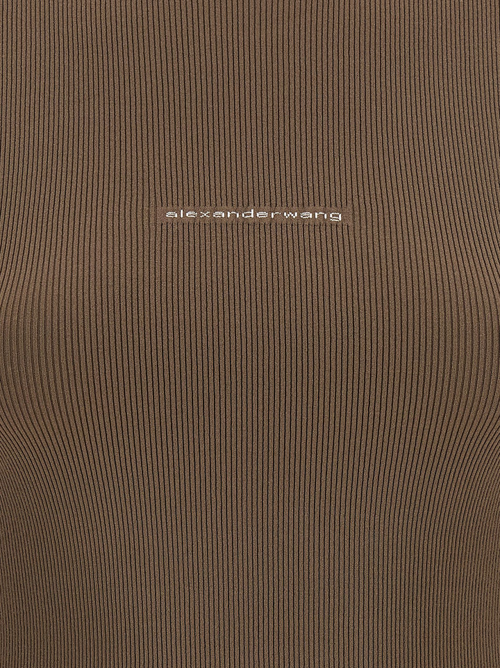 Alexander Wang Logo Ribbed Sweater Sweaters and Cardigans - Beige | f06f4b54ceebe09c9511c913a320b2ff4d6ba622