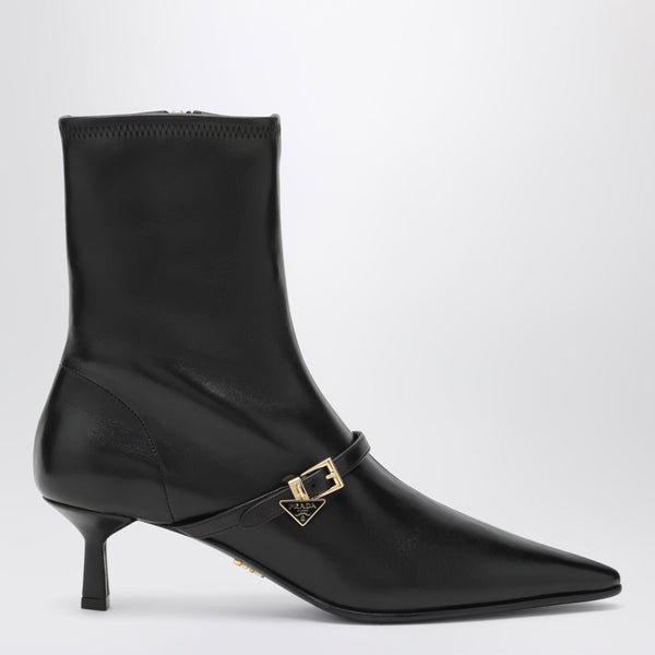 Black Ankle Boots In Stretch Nappa Leather